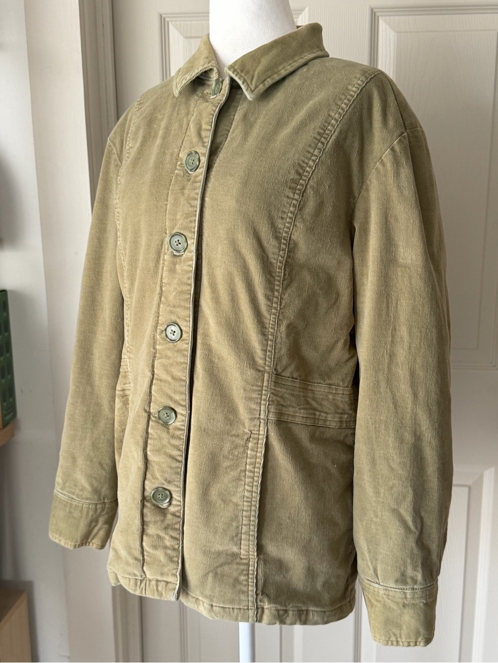 Vintage Cherokee Olive Green Corduroy warm fitted Barn Chore Jacket Women M Y2K
